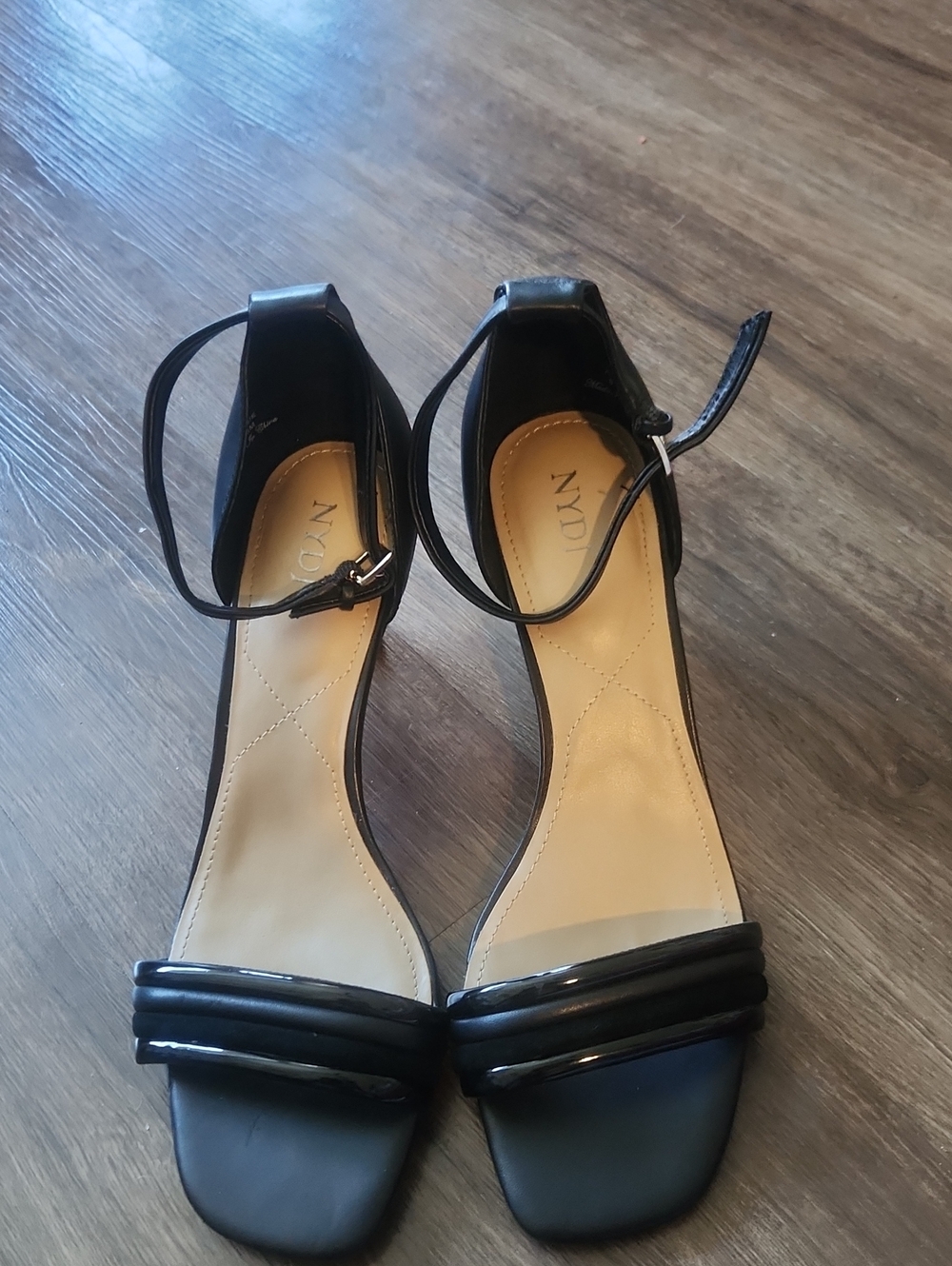 YDN Black Ankle-Strap Open-Toe Heels
